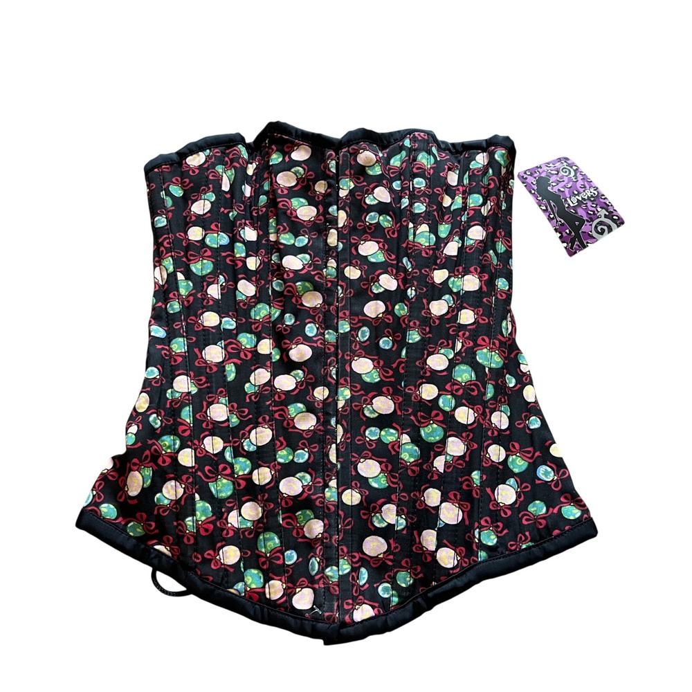 Lovers Devine H/E Sweet OB Christmas Ornament Corset Top Black Small NWT